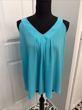 Chenault Aqua Sleeveless V-Neck Pleated Camisole